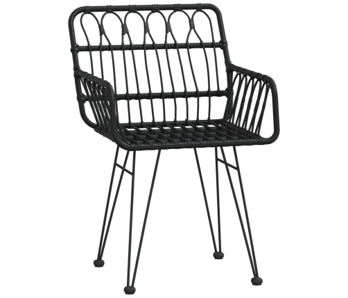 Juego de comedor de jardín 5 piezas ratán sintético negro