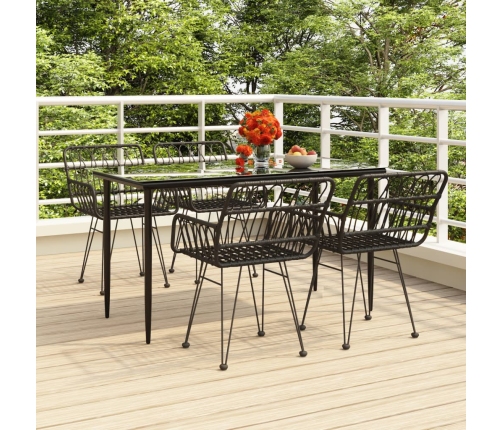 Juego de comedor de jardín 5 piezas ratán sintético negro