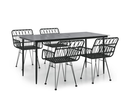 Juego de comedor de jardín 5 piezas ratán sintético negro