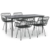 Juego de comedor de jardín 5 piezas ratán sintético negro