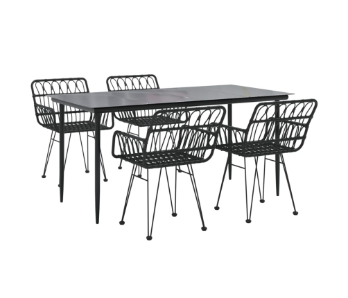 Juego de comedor de jardín 5 piezas ratán sintético negro