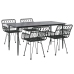 Juego de comedor de jardín 5 piezas ratán sintético negro