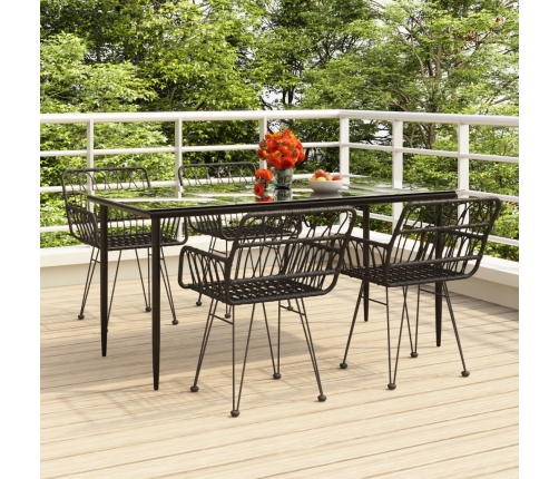 Juego de comedor de jardín 5 piezas ratán sintético negro
