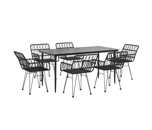 Juego de comedor de jardín 7 piezas ratán sintético negro
