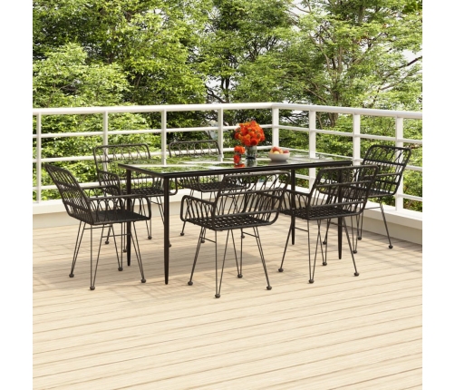 Juego de comedor de jardín 7 piezas ratán sintético negro