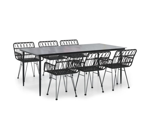 Juego de comedor de jardín 7 piezas ratán sintético negro