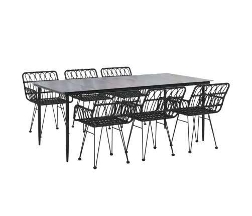 Juego de comedor de jardín 7 piezas ratán sintético negro