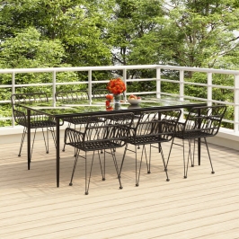 Juego de comedor de jardín 7 piezas ratán sintético negro