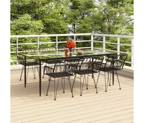 Juego de comedor de jardín 7 piezas ratán sintético negro