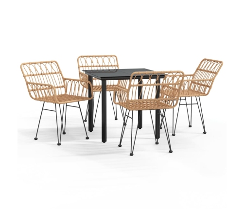 Juego de comedor de jardín 5 piezas ratán sintético