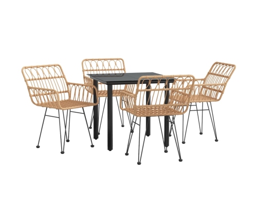 Juego de comedor de jardín 5 piezas ratán sintético