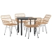 Juego de comedor de jardín 5 piezas ratán sintético