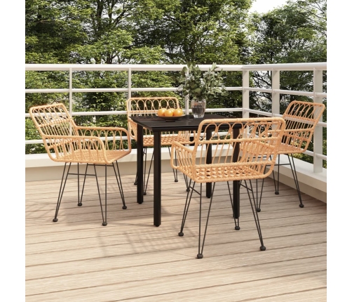 Juego de comedor de jardín 5 piezas ratán sintético