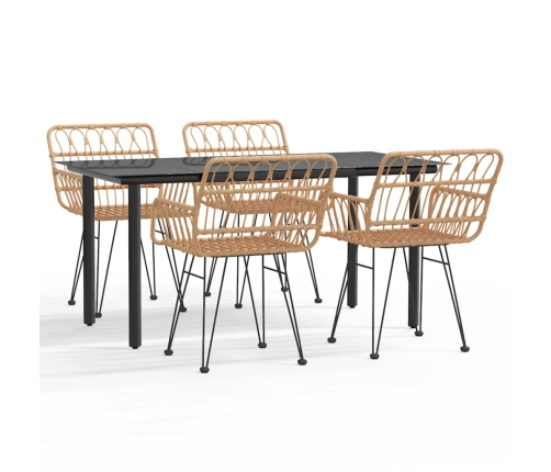 Juego de comedor de jardín 5 piezas ratán sintético