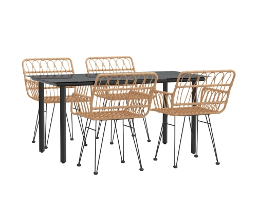 Juego de comedor de jardín 5 piezas ratán sintético
