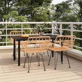Juego de comedor de jardín 5 piezas ratán sintético