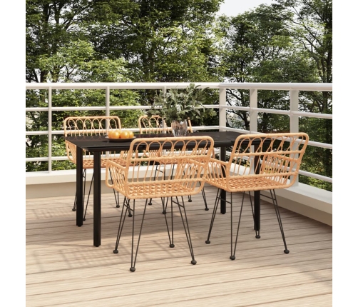 Juego de comedor de jardín 5 piezas ratán sintético