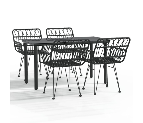 Juego de comedor de jardín 5 piezas ratán sintético negro