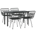 Juego de comedor de jardín 5 piezas ratán sintético negro