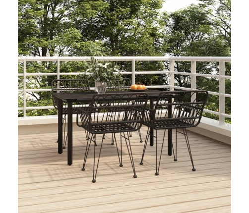 Juego de comedor de jardín 5 piezas ratán sintético negro