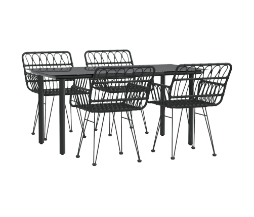 Juego de comedor de jardín 5 piezas ratán sintético negro