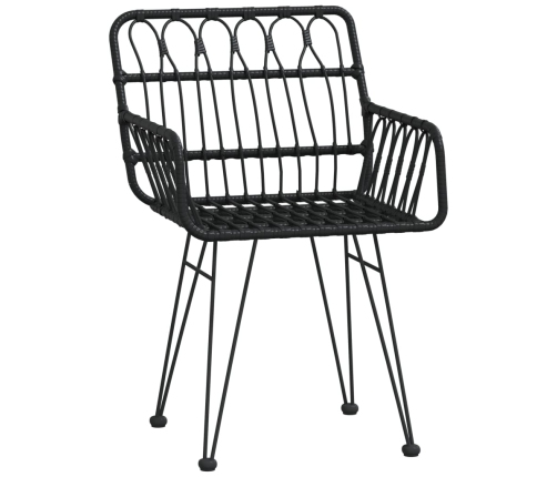 Juego de comedor de jardín 5 piezas ratán sintético negro