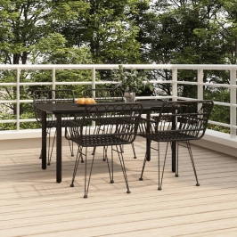 Juego de comedor de jardín 5 piezas ratán sintético negro