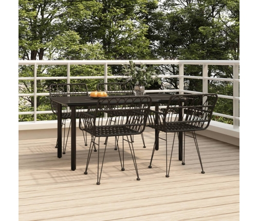 Juego de comedor de jardín 5 piezas ratán sintético negro