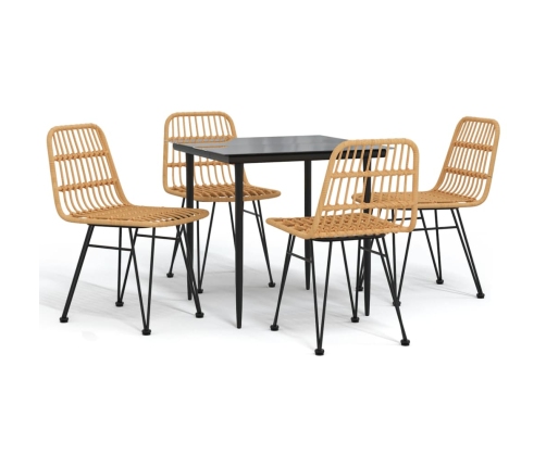 Juego de comedor de jardín 5 piezas ratán sintético