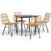 Juego de comedor de jardín 5 piezas ratán sintético