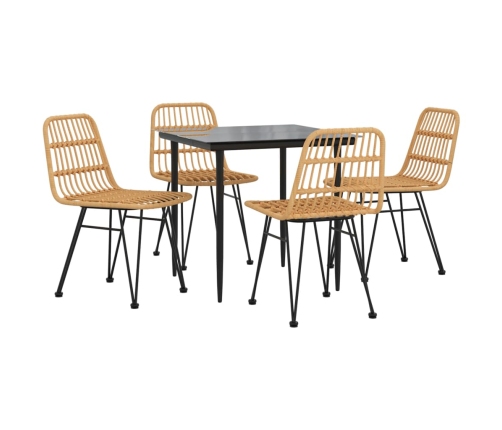 Juego de comedor de jardín 5 piezas ratán sintético