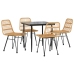 Juego de comedor de jardín 5 piezas ratán sintético