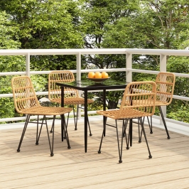 Juego de comedor de jardín 5 piezas ratán sintético