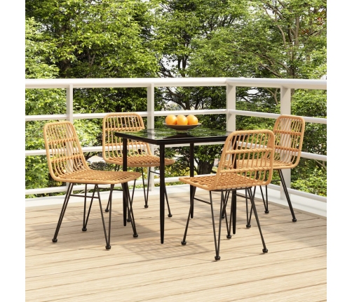 Juego de comedor de jardín 5 piezas ratán sintético