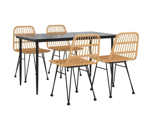 Juego de comedor de jardín 5 piezas ratán sintético