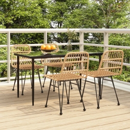 Juego de comedor de jardín 5 piezas ratán sintético