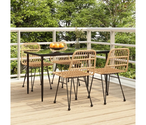 Juego de comedor de jardín 5 piezas ratán sintético
