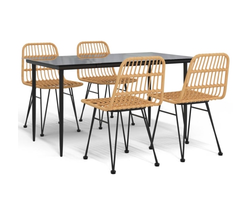 Juego de comedor de jardín 5 piezas ratán sintético