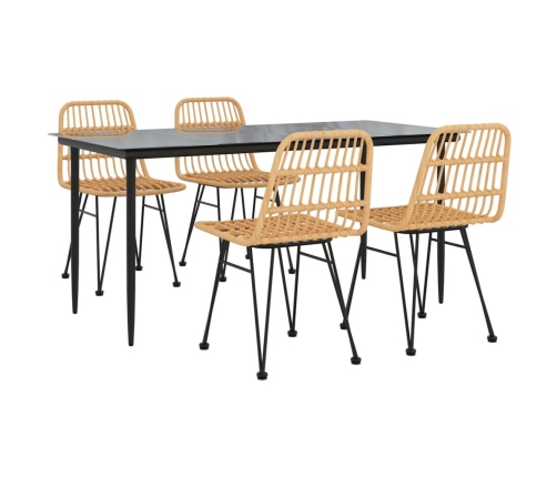 Juego de comedor de jardín 5 piezas ratán sintético