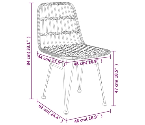 Juego de comedor de jardín 5 piezas ratán sintético