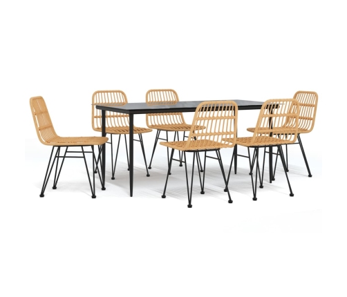 Juego de comedor de jardín 7 piezas ratán sintético