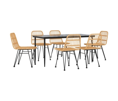 Juego de comedor de jardín 7 piezas ratán sintético