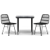 Juego de comedor de jardín 3 piezas ratán sintético negro