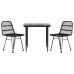 Juego de comedor de jardín 3 piezas ratán sintético negro