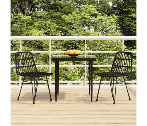 Juego de comedor de jardín 3 piezas ratán sintético negro