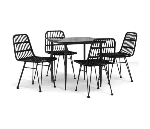 Juego de comedor de jardín 5 piezas ratán sintético negro