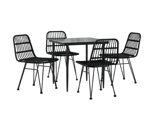 Juego de comedor de jardín 5 piezas ratán sintético negro