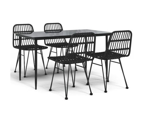 Juego de comedor de jardín 5 piezas ratán sintético negro
