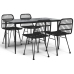 Juego de comedor de jardín 5 piezas ratán sintético negro