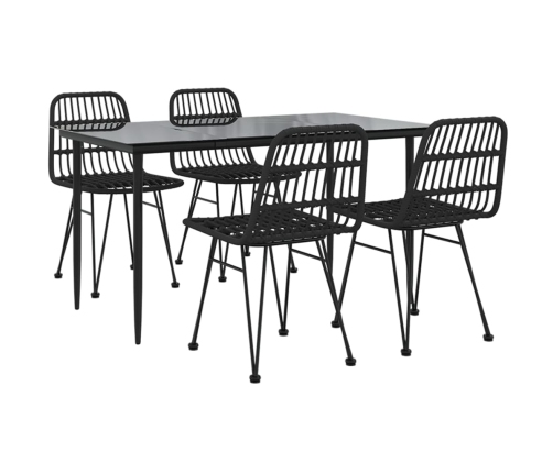 Juego de comedor de jardín 5 piezas ratán sintético negro
